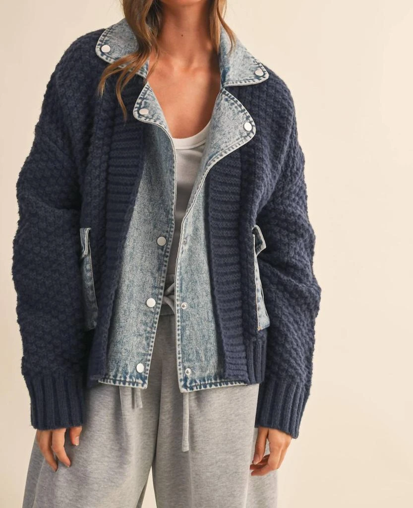 Klesis Klesis - Cora Denim Contrast Cable Knit Sweater 5