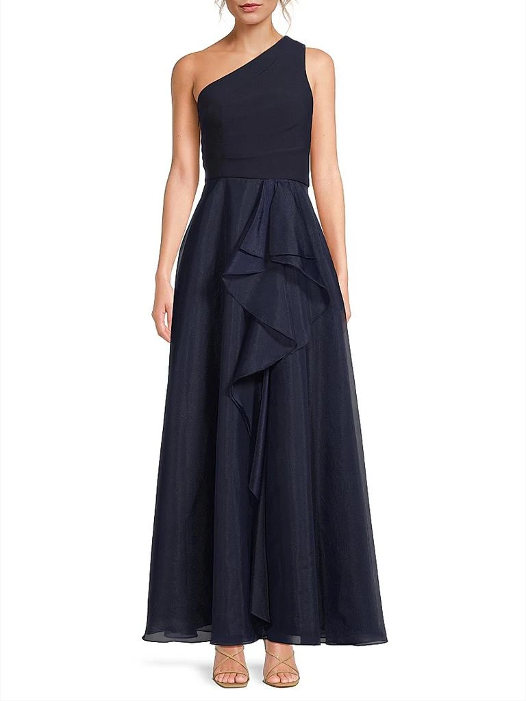 Aidan Mattox Organza Ruffled One-Shoulder Gown 3