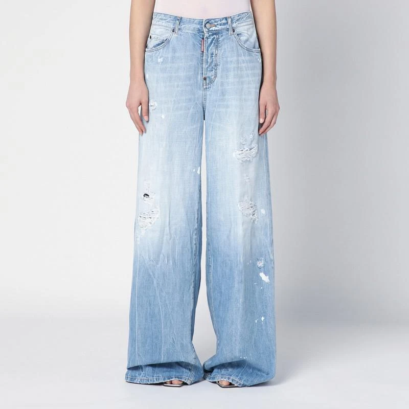 Dsquared2 Light blue palazzo jeans with tears 1