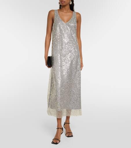 Vince Lucite sequined metallic slip dress