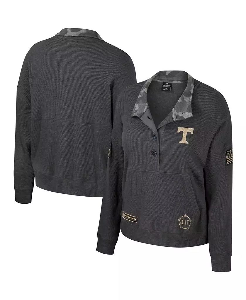 Colosseum Women's Heather Charcoal Tennessee Volunteers OHT Military Appreciation Payback Henley Thermal Sweatshirt