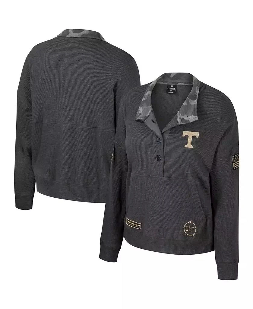 Colosseum Women's Heather Charcoal Tennessee Volunteers OHT Military Appreciation Payback Henley Thermal Sweatshirt 1