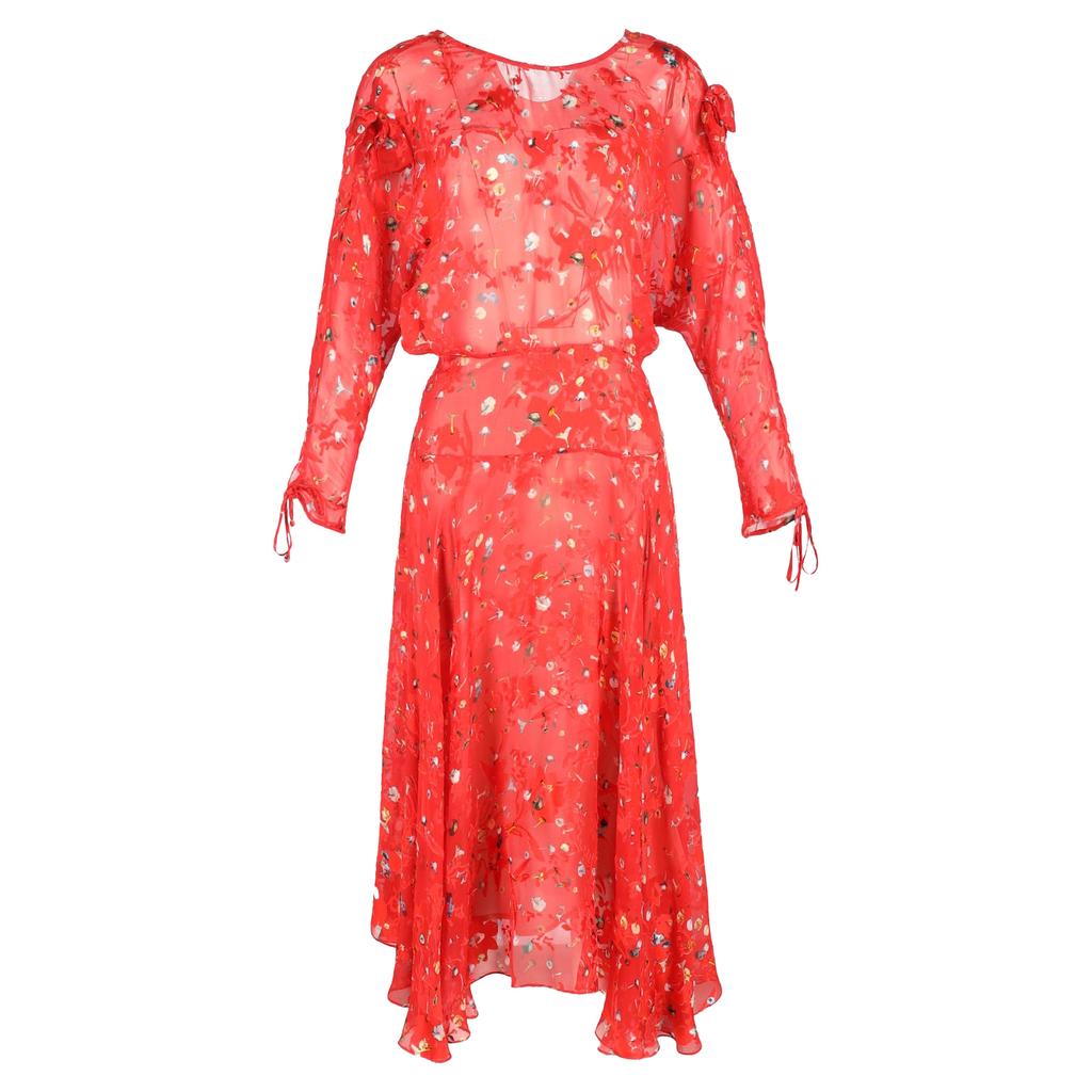 Preen By Thornton Bregazzi Preen by Thornton Bregazzi Floral-Printed Midi Dress in Red Viscose