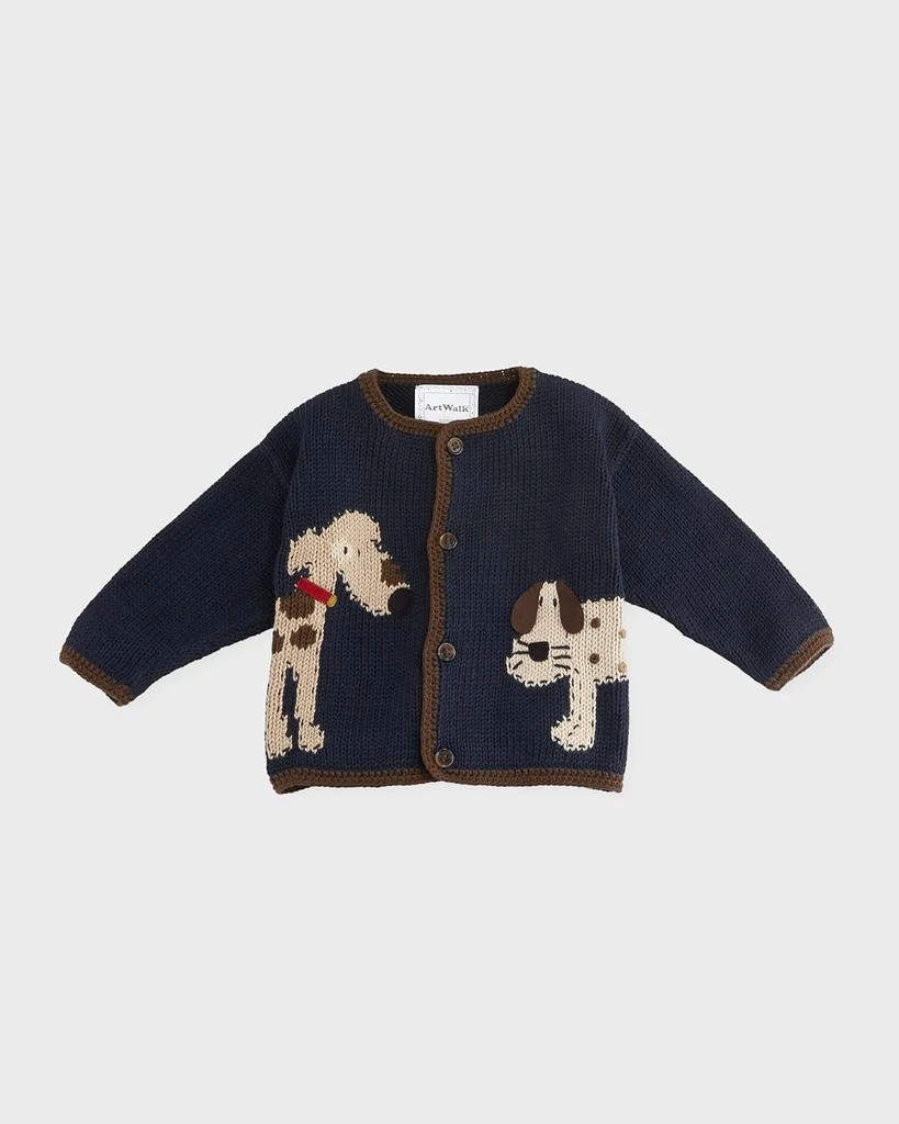 Art Walk Woof Woof Cotton Button-Front Sweater, Blue, Size 6-24 Months 1