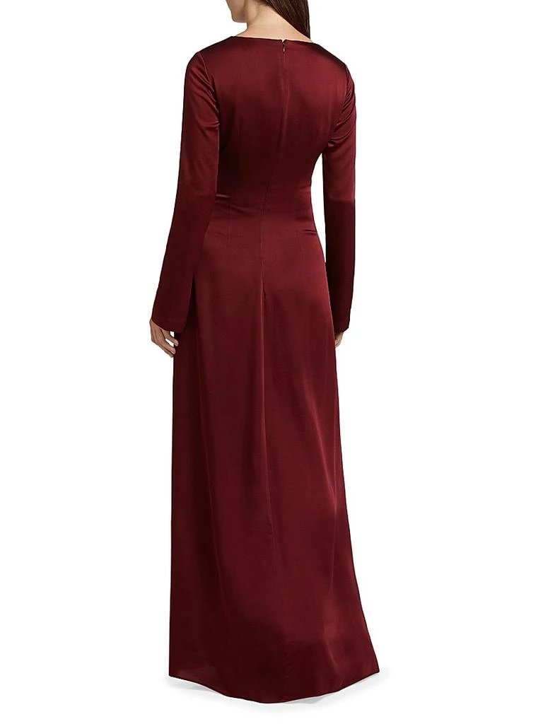 SIMKHAI Qiana Satin Long-Sleeve Draped Gown 5