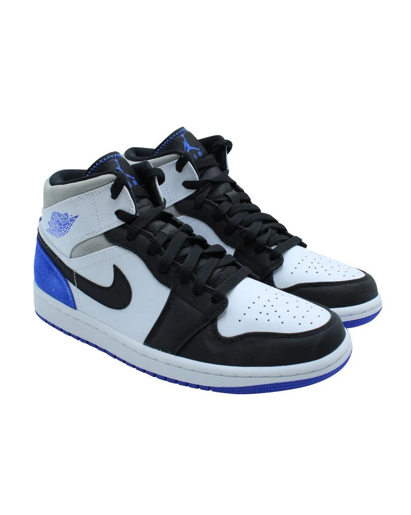 NIKE Air Jordan 1 Mid SE in White Hyper and Royal Black Leather 3
