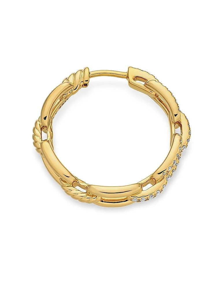 David Yurman Stax Chain Link Hoop Earrings in 18K Yellow Gold with Diamonds, 23.8mm 3