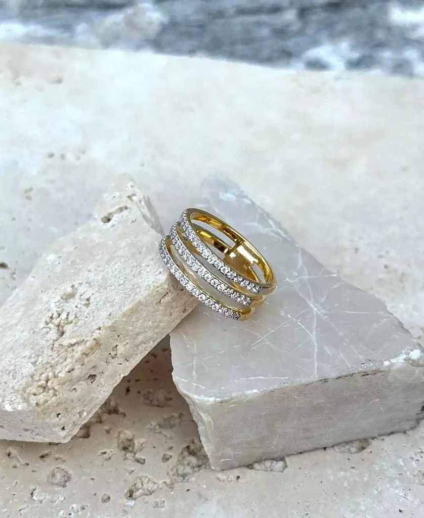 ADORNIA Gold CZ Triple Band Ring 3