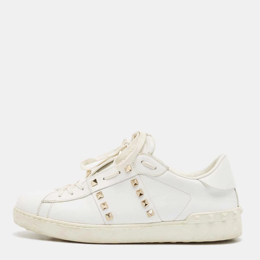 Valentino Valentino White Leather Rockstud Lace Up Sneakers Size 43 1