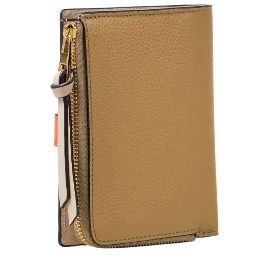 Loewe Slim Zip Bifold Compact Wallet - Clay Green/Vivid Orange 2