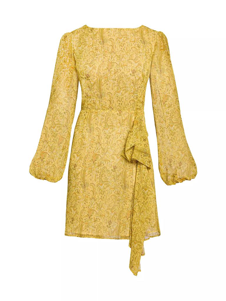 Santorelli Paisley Print Ruffle Minidress