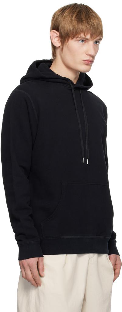 Sunspel Black Loopback Hoodie