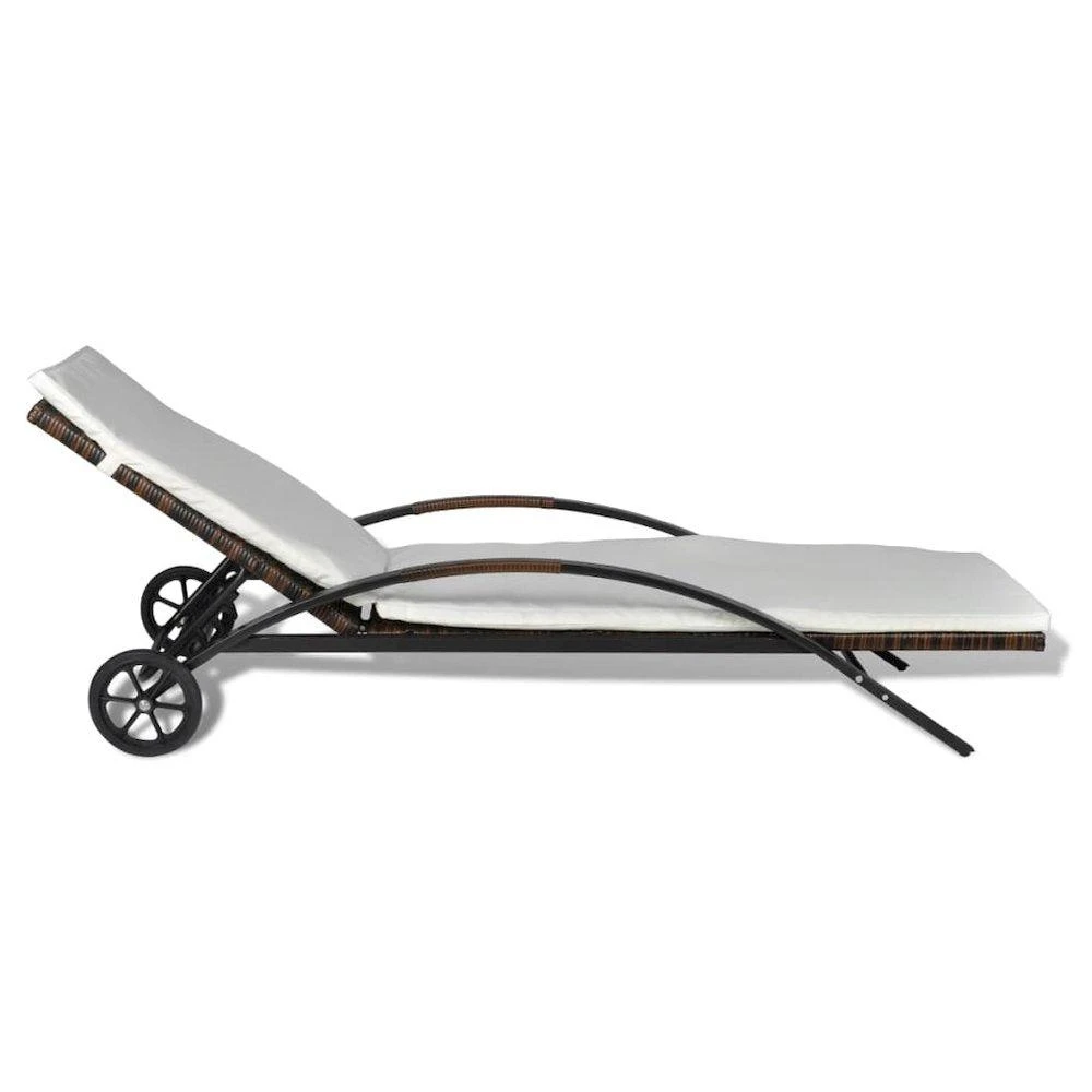 VidaXL Sun Lounger with Cushion & Wheels Poly Rattan Brown, 42488 3