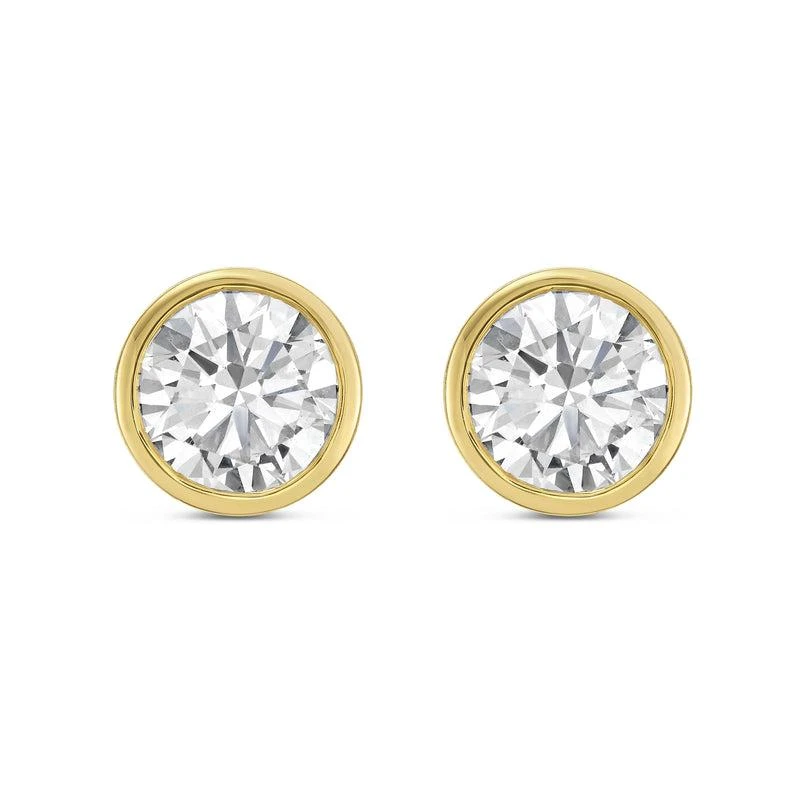 Diana M Jewels 14KT YELLOW GOLD LAB GROWN ROUND STUDS IN A BEZEL SETTING WEIGHING 1.00 CTS TW