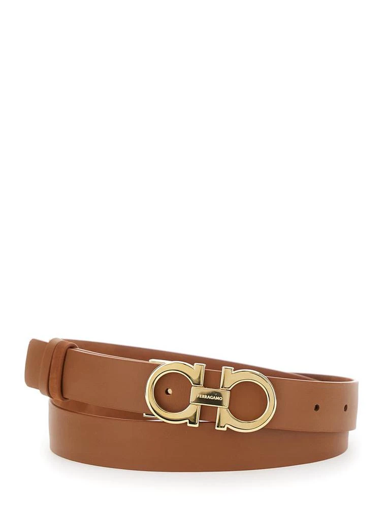 Salvatore Ferragamo Brown Belt With Gancini Buckle In Suede Woman 3
