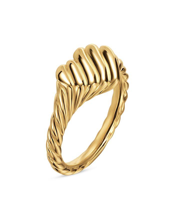 David Yurman Sculpted Cable Heart Pinky Ring in 18K Yellow Gold, 9mm