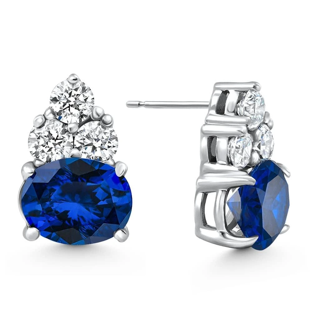 Pompeii3 7Ct Blue Sapphire
Diamond Earrings White Gold Lab Grown Women
s Earrings 2
