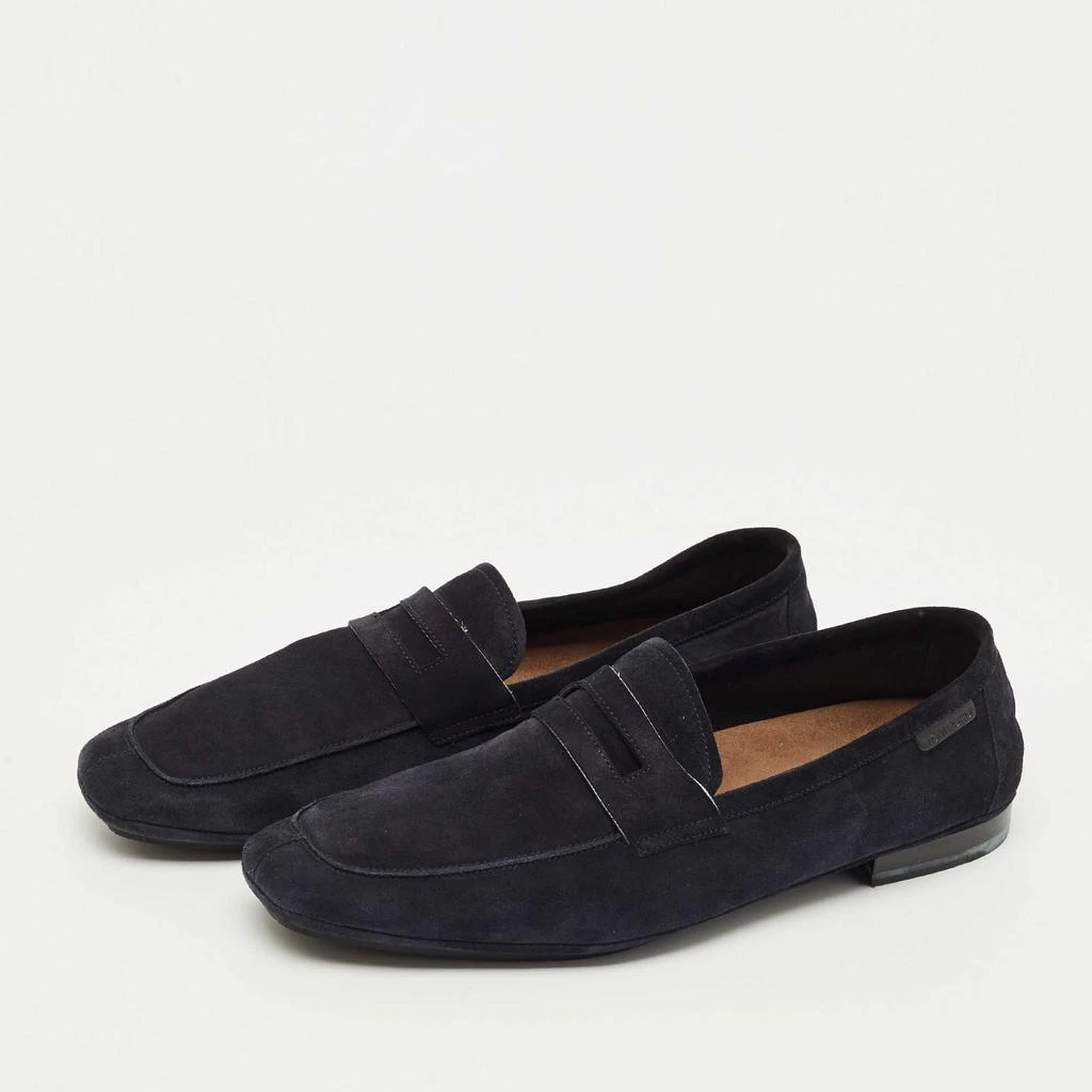 Shop Tom Ford Navy Blue Suede Slip On Loafers Size 44 on 