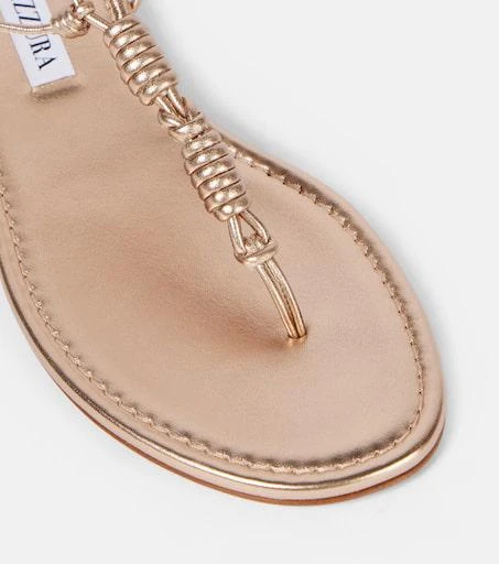 Aquazzura Oaxaca metallic leather thong sandals 5