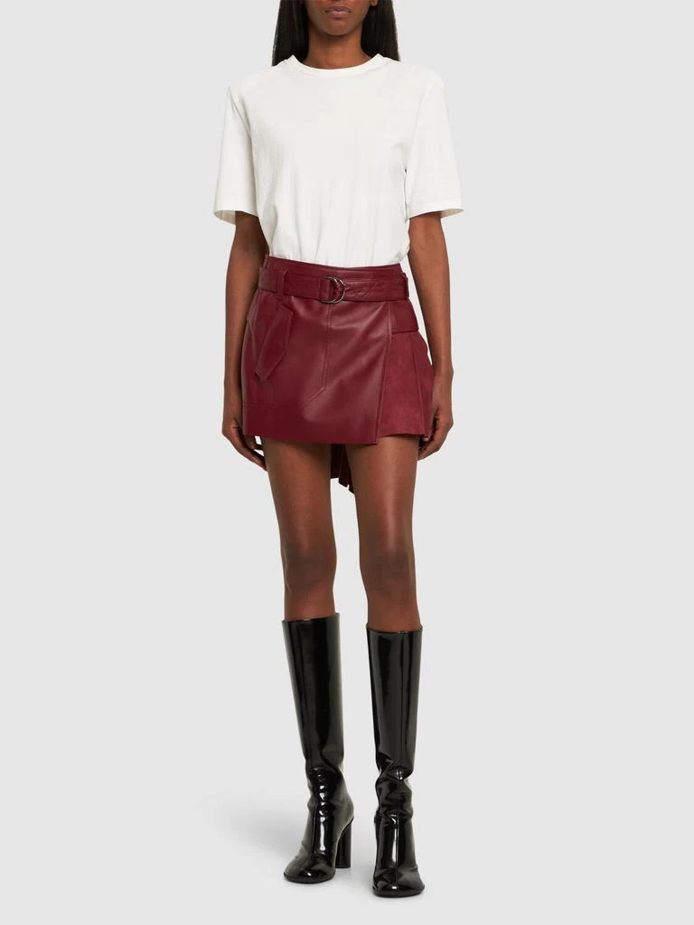 FERRARI Leather & Suede Pleated Mini Skirt 1