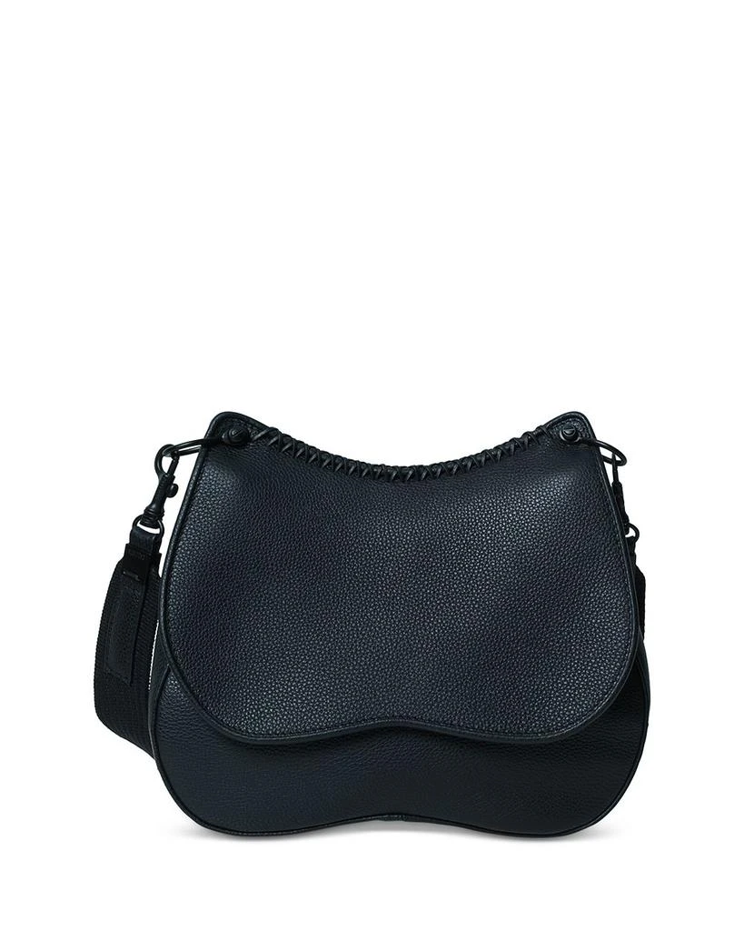 Callista Medium Saddle Bag Black Grained Leather 1