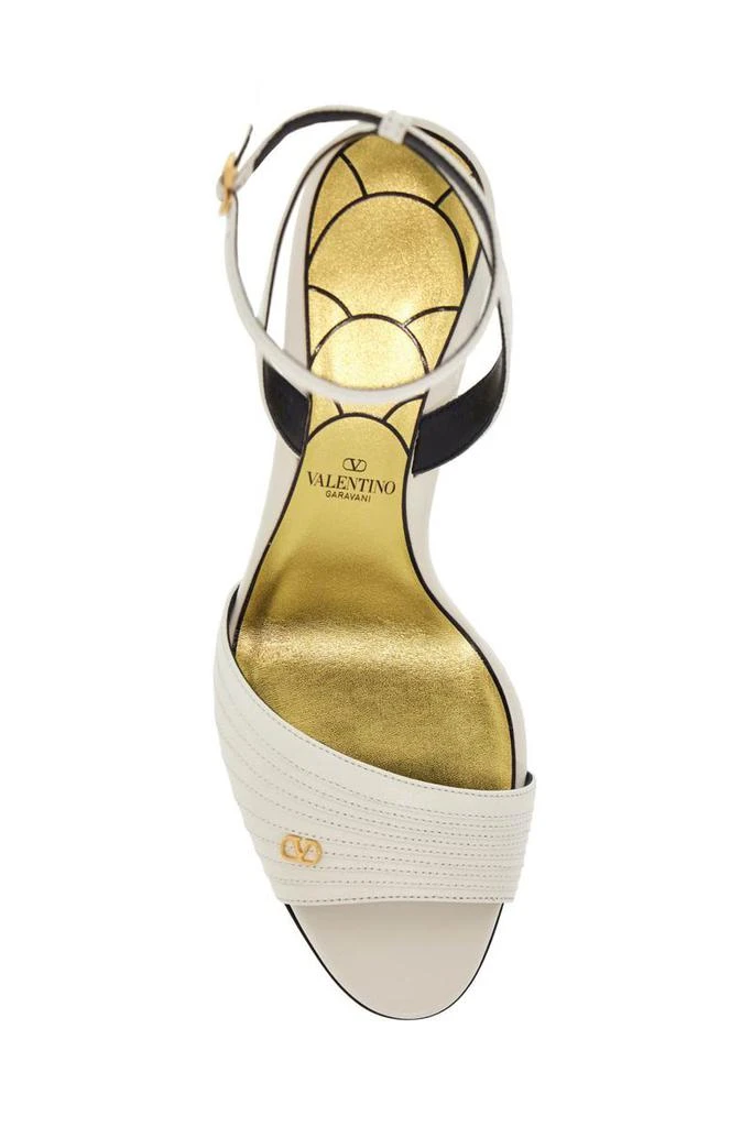 Valentino ivory goat leather stiletto sandal with striped strap 2