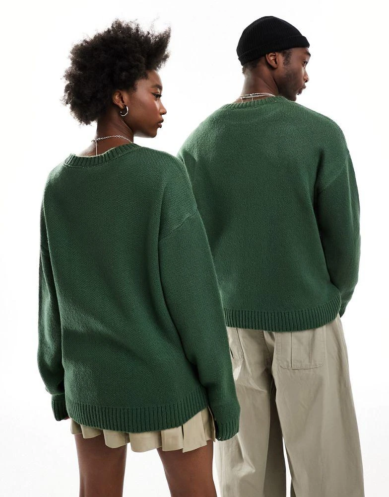 Reclaimed Vintage Reclaimed Vintage unisex oversized jumper with logo in green 4