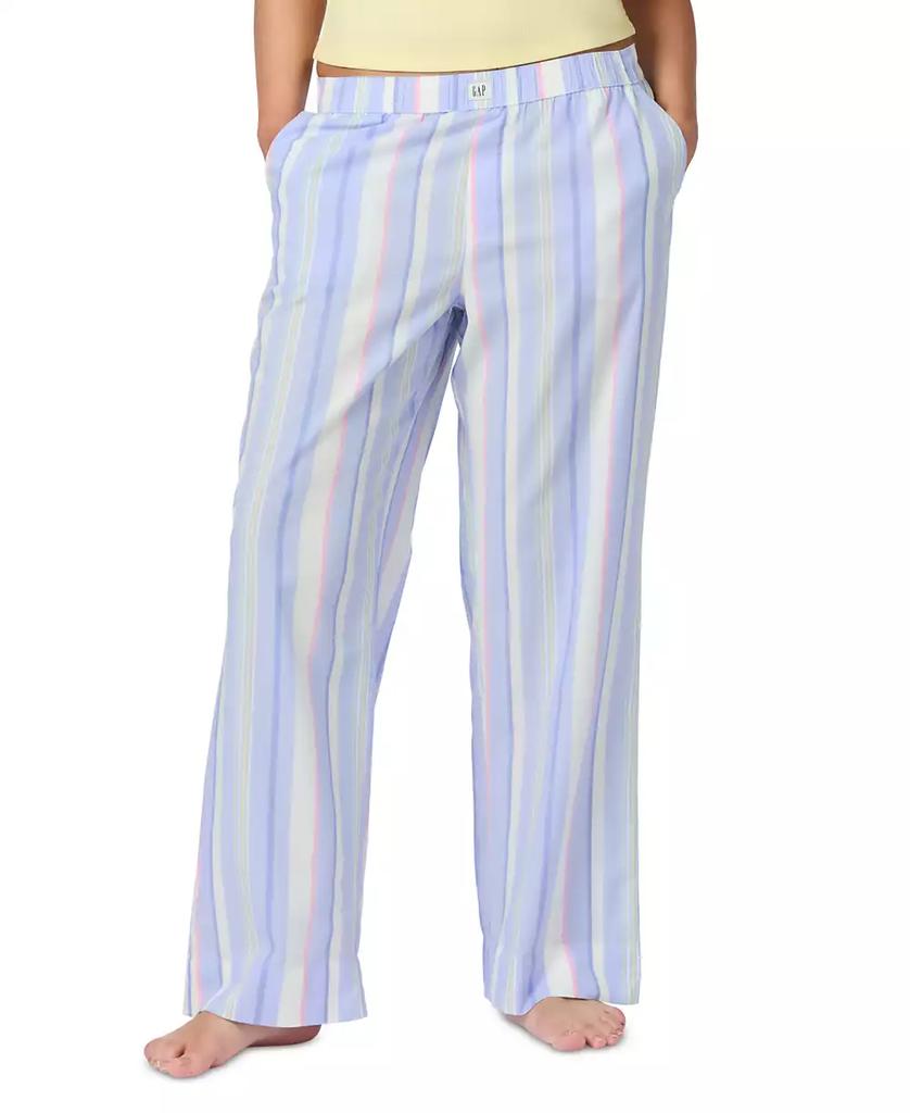 GAP Women's Striped Poplin Pajama Pants, Exclusively at Macy's