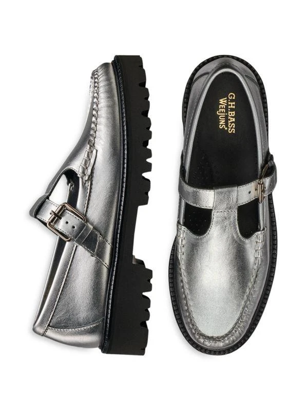 G.H. Bass Metallic Napa Leather Mary Janes 6