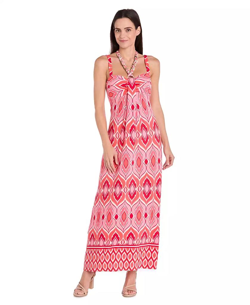R & M Richards Women's Border-Print Sleeveless Maxi Dress