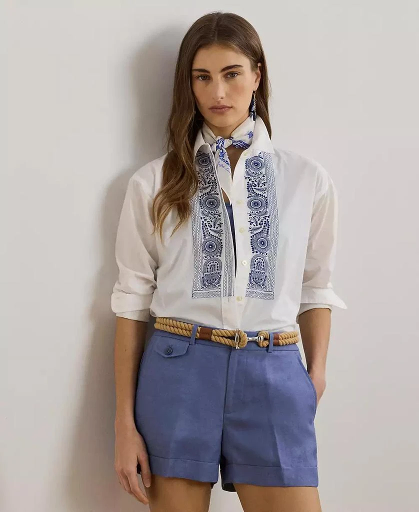 Ralph Lauren Women's Geo-Embroidered Cotton Broadcloth Shirt 1