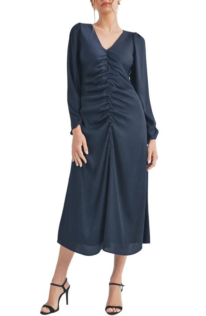 Mila Mae Scrunch Satin Long Sleeve Dress 1