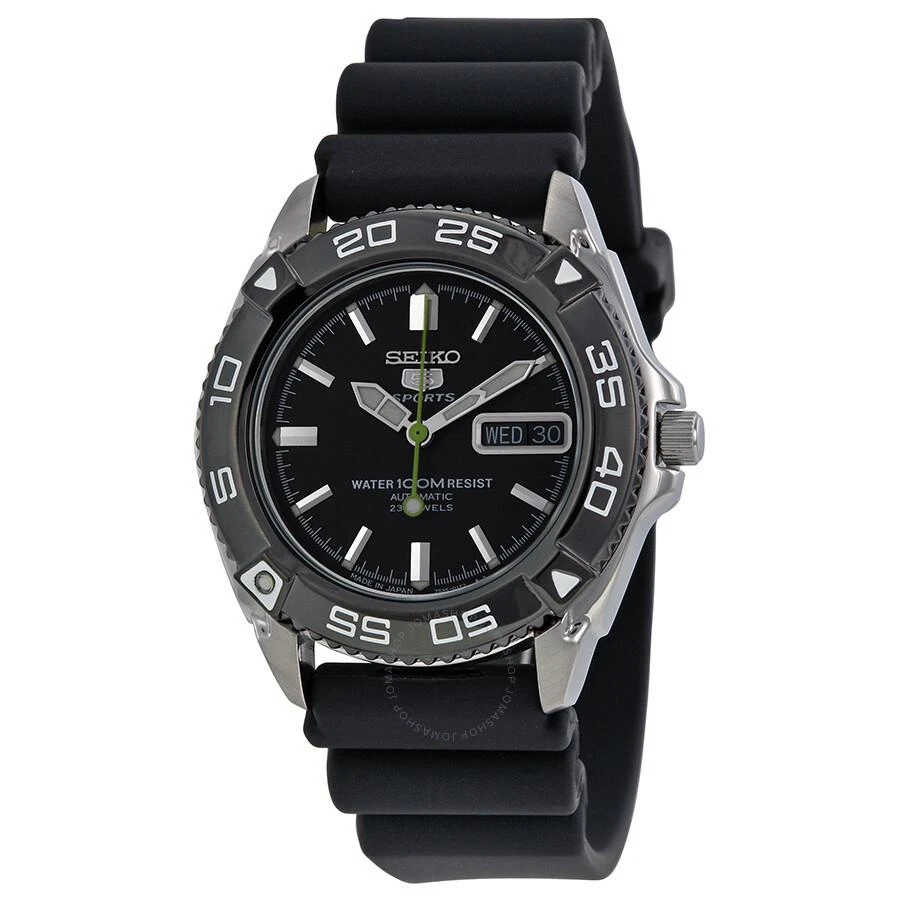 Seiko 5 Automatic Black Dial Black Rubber Men's Watch SNZB23J2 1