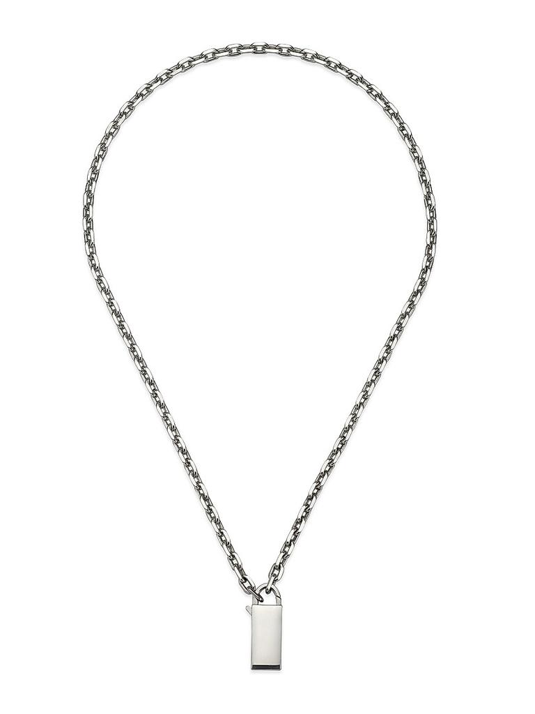 アクセサリー OLD GUCCI Silver Padlock Necklace Gucci Trademark Sterling Silver Padlock Pendant Necklace
