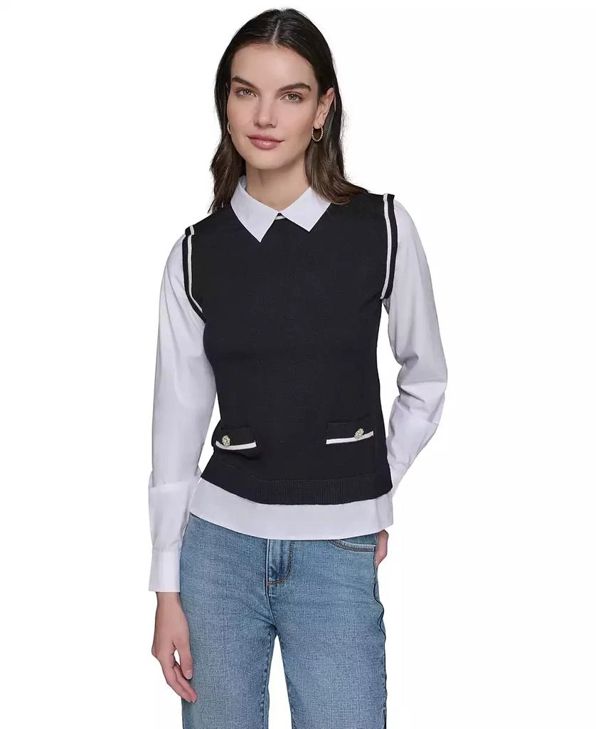 Karl Lagerfeld Paris Women's Layered-Look Sweater 1