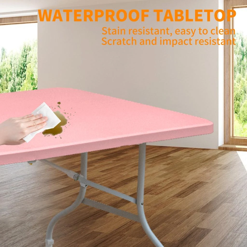Streamdale Furniture Streamdale 8ft Pink Folding Table - Portable & Durable 4