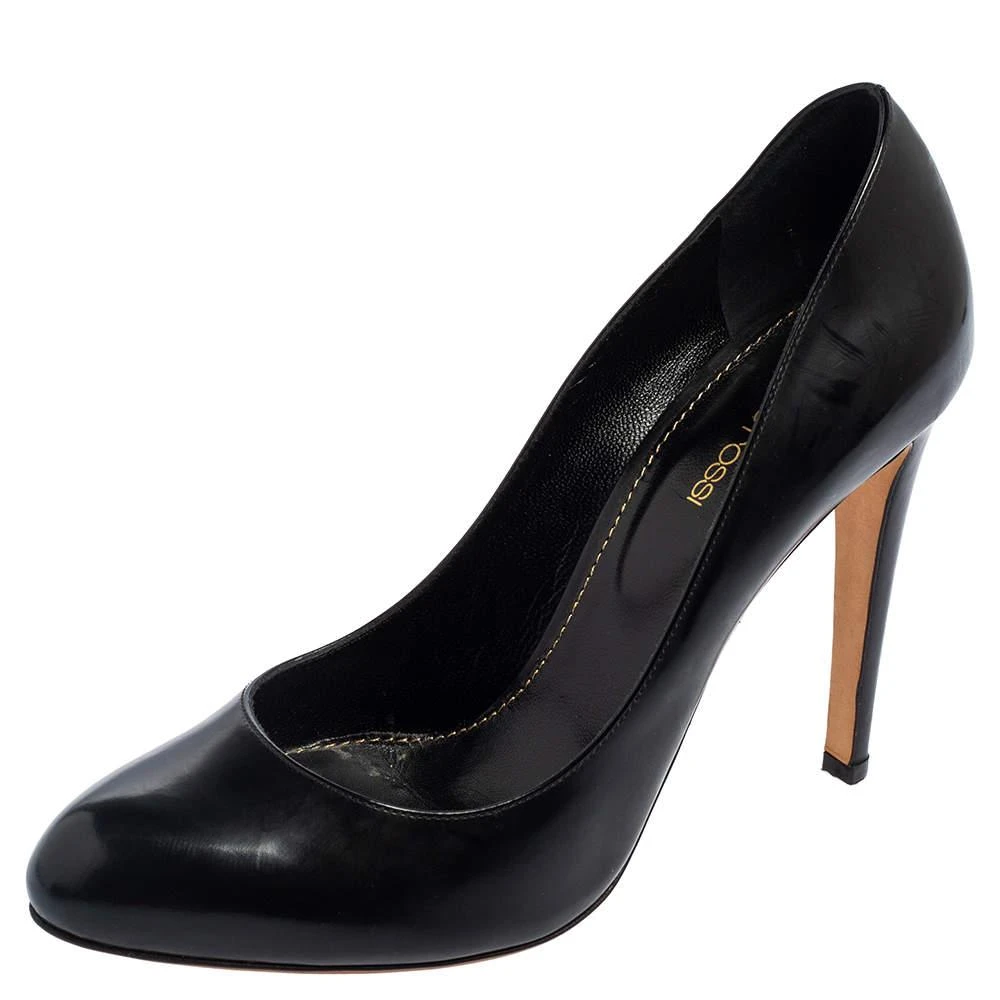 Sergio Rossi Sergio Rossi Black Leather Round Toe Pumps Size 39.5 1