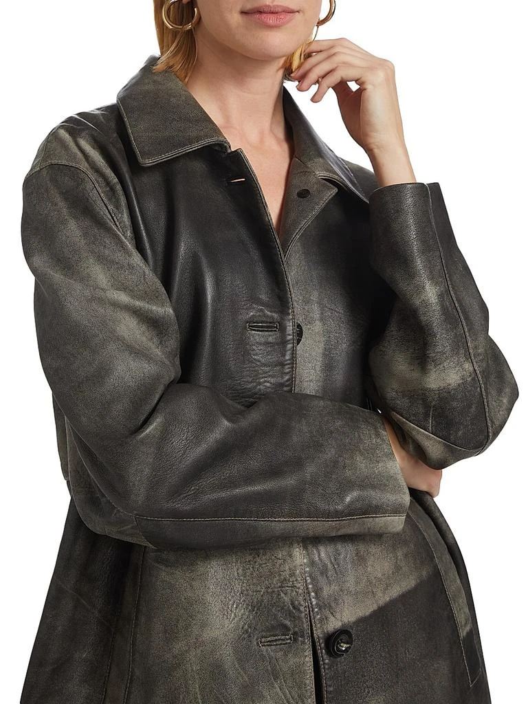 Lamarque Black Leather Blazer Oversized LAMARQUE Collarless
