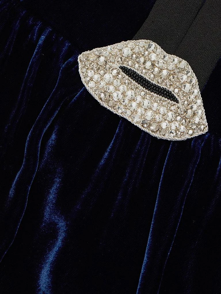 Saloni Camille Bows Velvet Minidress 7