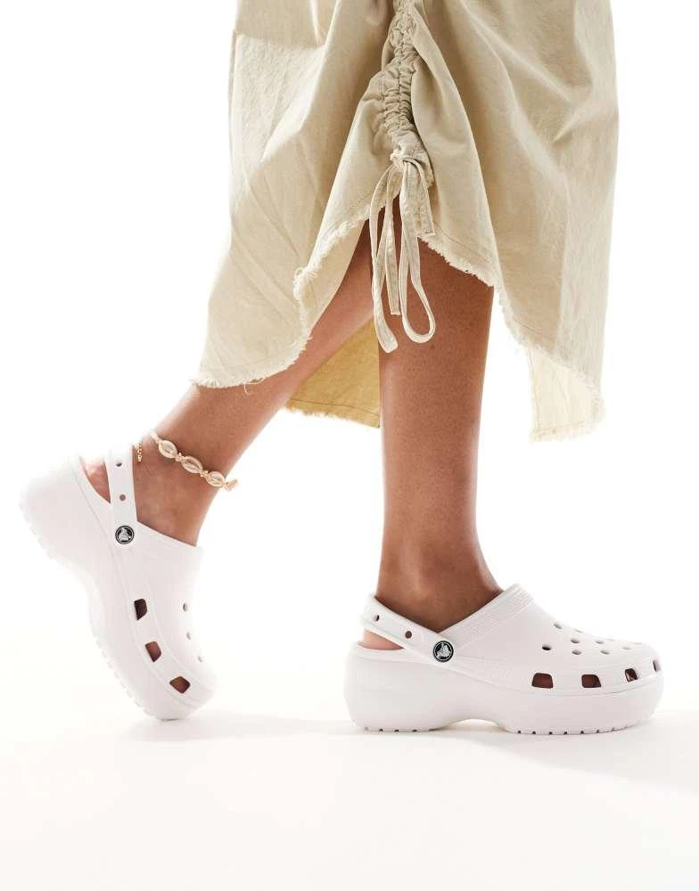 Crocs Crocs Classic Platform Clogs In White 3