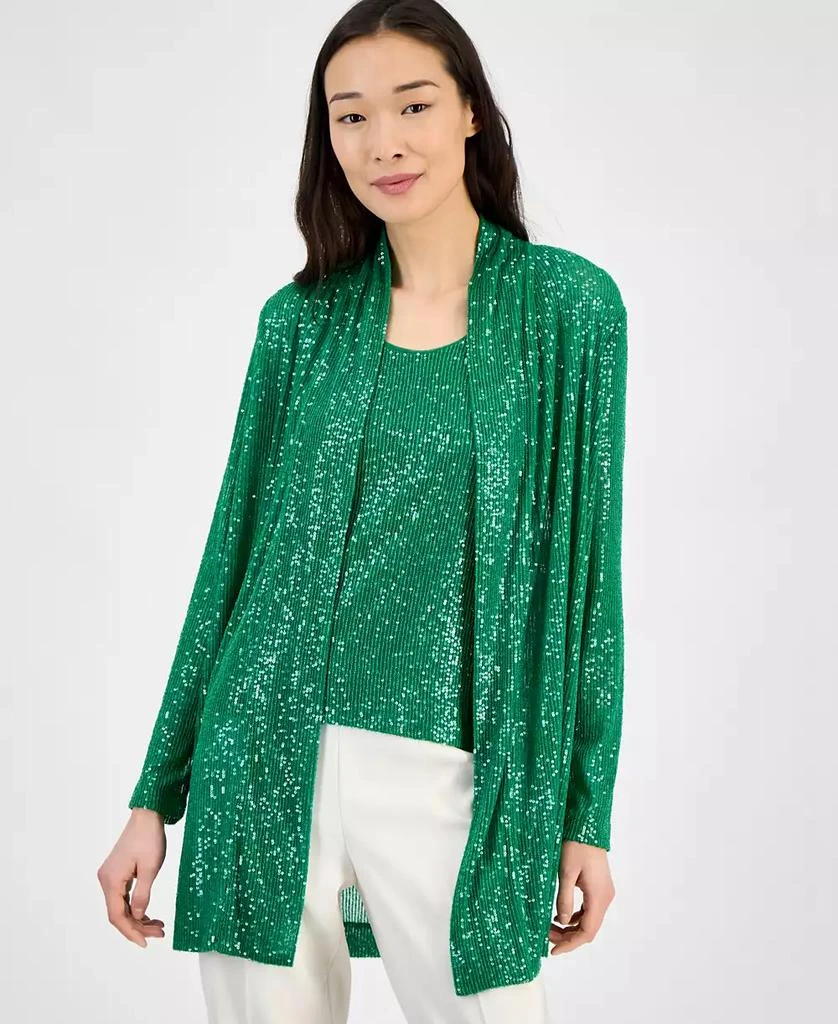 Women's Sequin Open-Front Long-Sleeve Cardigan – On Sale Now with