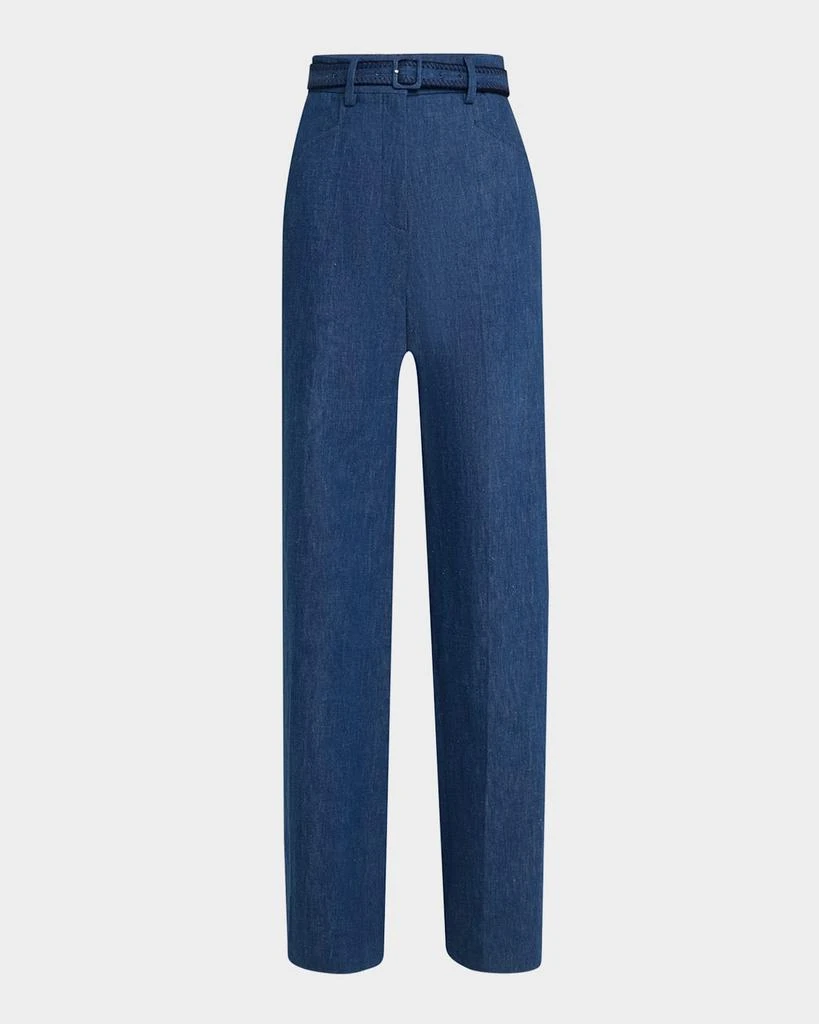 Gabriela Hearst Norman Belted Denim Wide-Leg Pants 1