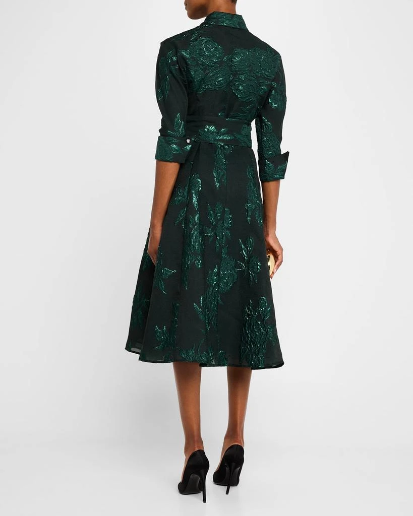 Teri Jon Metallic Jacquard Belted Shirtdress 5