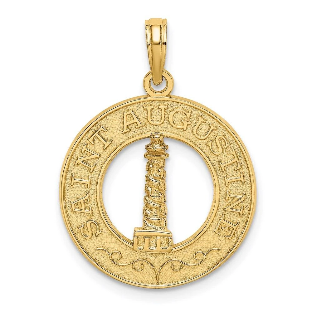 Diamond2Deal 14k Yellow Gold SAINT AUGUSTINE Lighthouse Circle Charm 1