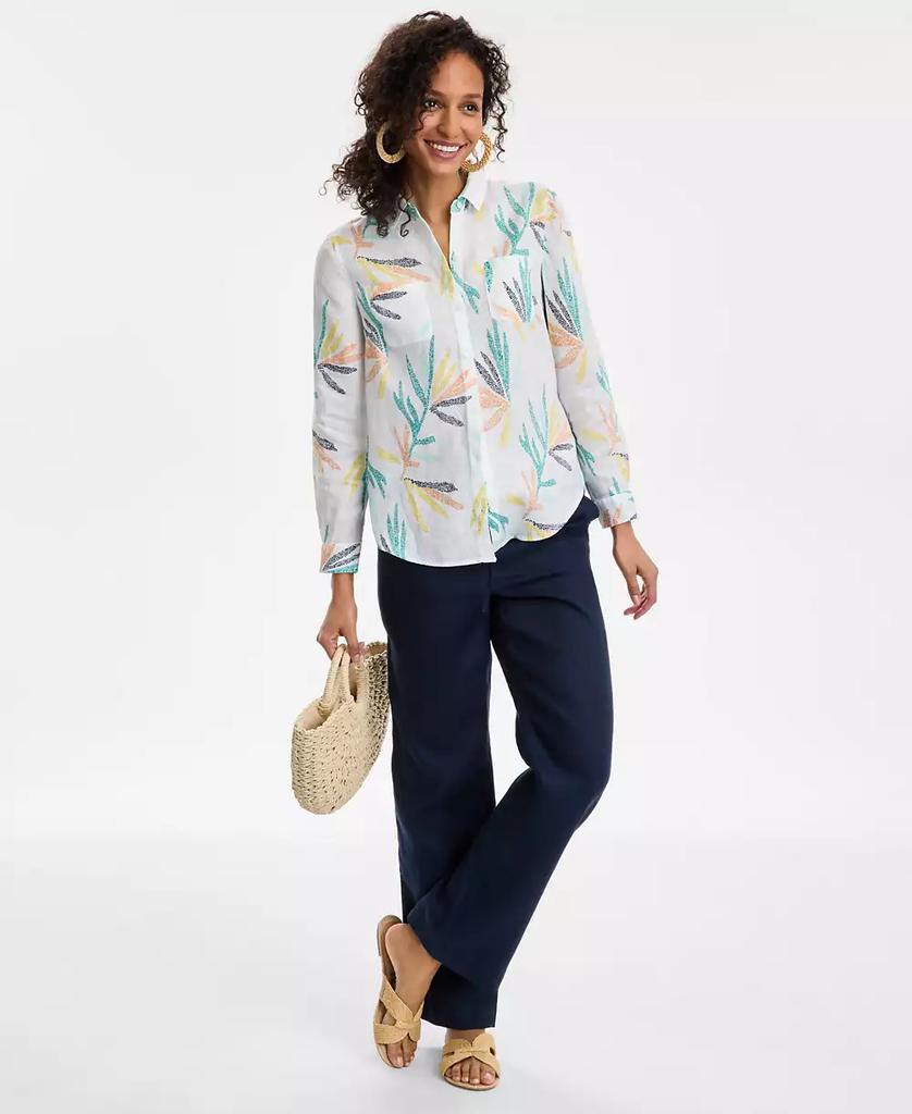 Charter Club Petite 100% Linen Printed Shirt, Exclusively at Macy's