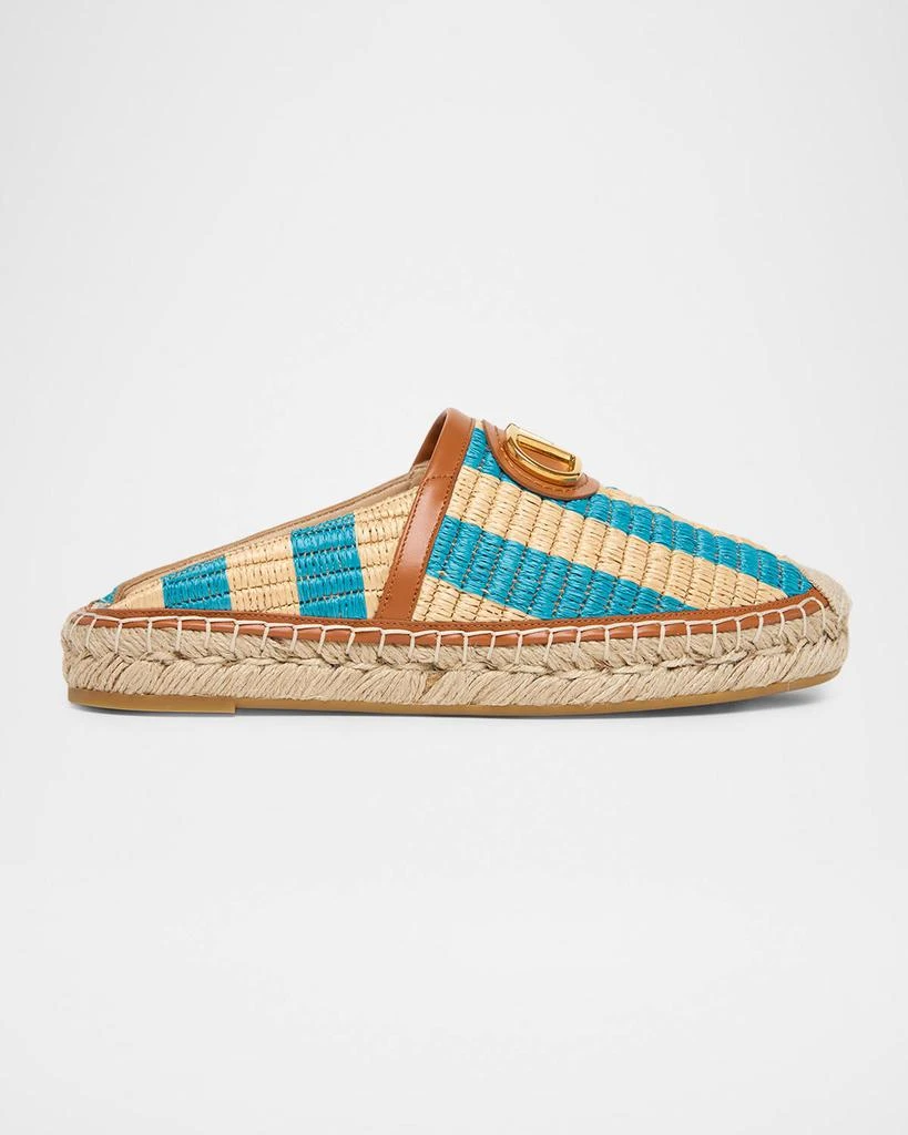 Valentino VLogo Striped Espadrille Mules
