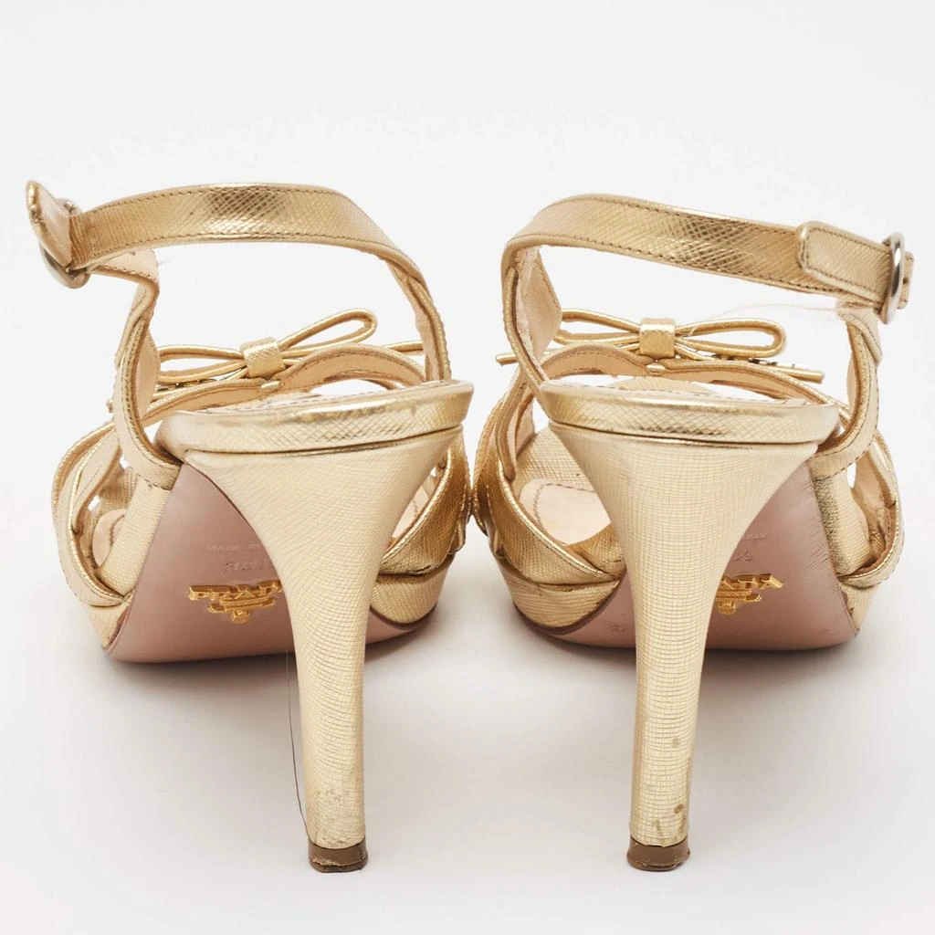 Prada Prada Gold Leather Slingback Sandals Size 38.5 5
