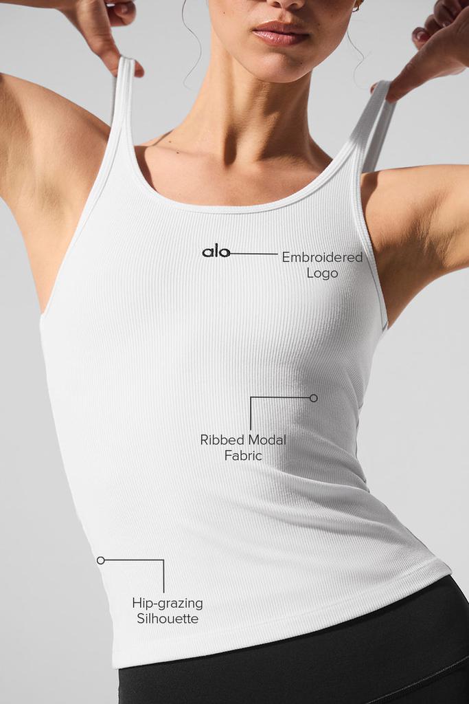 Alo Ribbed Prosper Tank - White