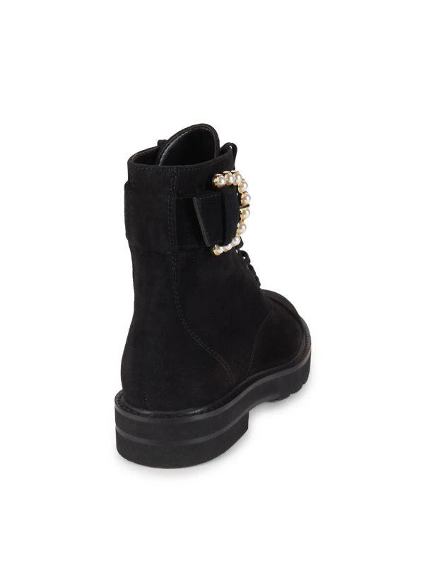 Stuart Weitzman Piper Lift Embellished Buckle Suede Boots 3