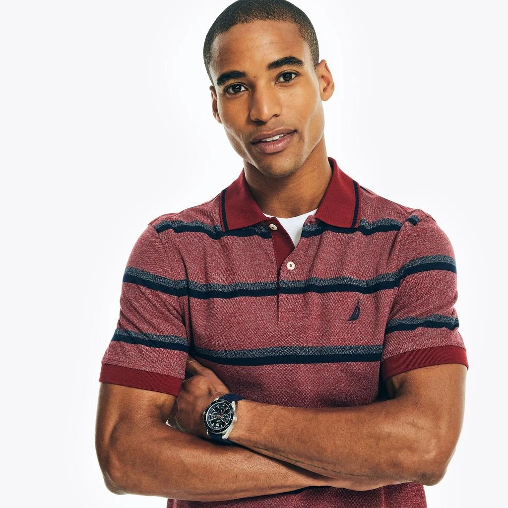 Nautica Mens Sustainably Crafted Classic Fit Striped Polo 4
